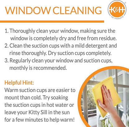 K&H Pet Products EZ Mount Cat Window Perch Penthouse 2-level Tree, Sturdy Window Perch for Large Cats, Steel Frame, Sturdy Suction Cups, Enclosed Privacy Area - Fits 24"W X 34"H Glass Spaces