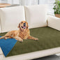 hyha Waterproof Dog Blanket, Reversible Pet Bed Blanket, Soft Sofa Couch Cover for Dogs Washable, Waterproof Pet Couch Covers for Sofa Puppy Cats Furniture Protector(30"x70", Green/Navy Blue)