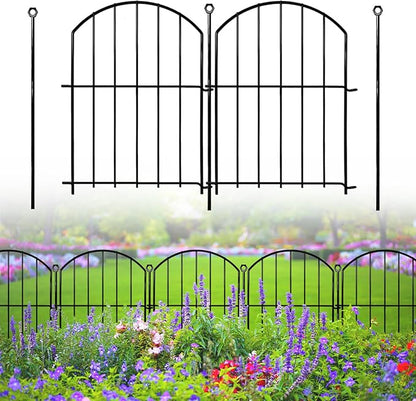 Decorative Garden Fence 17in(H)x13in(W), 26 Pack Rustproof Metal No Dig Fence Animal Barrier for Dog, Arched Flower Bed Edging Ornamental Wire Border Panel Fencing for Yard Patio Outdoor Decor