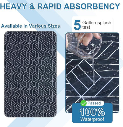 OUTCREATOR® Washable Bed Pads 34" x 36" (Pack of 2), Incontinence Mattress Protector, Anti-Slip Waterproof Underpads for Adults Kids Elderly Pets, Absorbency & Reusable Bedwetting Pads (Navy Blue)