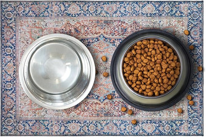 LOVEWAG Waterproof 2-Pack Pet Feeding Mats - 16" x 24" Premium Cat & Dog Food Mat - Non-Slip, Machine Washable Food Mat Protects Floors & Contains Water Bowl Spills - Place Mats (Rustic Terracotta)