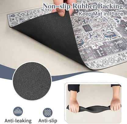 famibay Dog Food Mat, Absorbent Cat Dog Mats for Food and Water, No Stains Quick Dry Pet Cat Bowl Mats with Non Slip Backing, Boho Pet Feeding Mat for Floor Waterproof 16"x24"