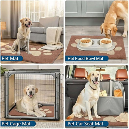 Buganda Dog Door Mat for Muddy Paws, Absorbent Dirt Trapper Washable Indoor Doormats, Non Slip Low-Profile Mud Mat for Dogs, Front Entrance Doormat for Inside Floor (30x20 Inches, Camel)