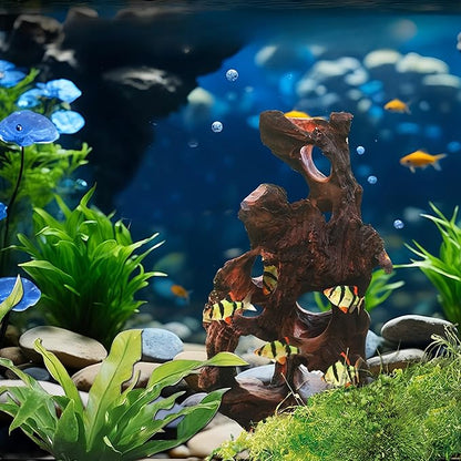 Natural Wood Aquarium Cave Betta Fish Hideout for Aquarium Fish Tank Decorations-Reptile Hide-Snake Hide-Cave for Cichlids Habitat Shelter for Crayfish Shrimp and Other Aquatic Pets 9-11.8"