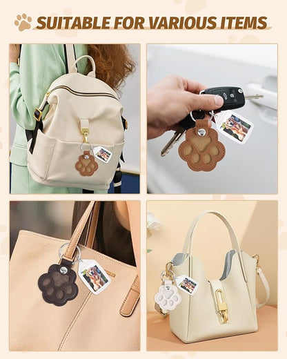 Seyaa Pet Memorial Gifts for Dog Owner Lovers, Dog Hair Storage Keychain with Photo Holder, Leather Paw Keychain Accessories