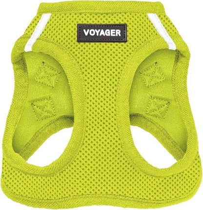 Best Pet Supplies Voyager Step-in Air Harness - All Weather Mesh, Reflective, No Pull Harness for Dogs, Cats - Secure with Hook & Loop Fastener, Buckle, Double D-Rings - Lime Green, XXXS