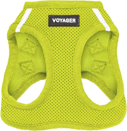 Best Pet Supplies Voyager Step-in Air Harness - All Weather Mesh, Reflective, No Pull Harness for Dogs, Cats - Secure with Hook & Loop Fastener, Buckle, Double D-Rings - Lime Green, S