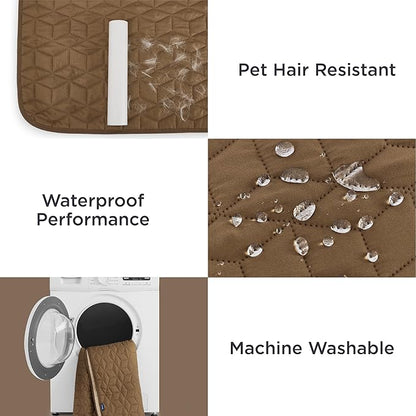 Bedsure 100% Waterproof Couch Cover for Dogs Washable - Non Slip Waterproof Blanket Large for Bed Sofa, Lightweight Furniture Protector Durable for Pet Cat Puppy with Non-Slip Bottom, Brown, 52x82IN