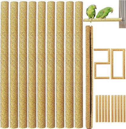 20Pcs Sand Perch Covers for Bird - Bird Perchs Covers 7.5" Long x 3/8" Diameter Bird perches for Parakeets, Lovebirds, Parrotlets, Canaries and Other Small Birds (Yellow, 20pcs 7.5" x 0.43")
