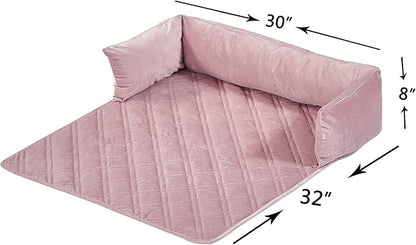 Brilliant Sunshine Premium Calming Dog Bed Mat, Silky Velvet, Removable Washable Cover, Cushion Protector and Couch Covers for Dogs, Pets, Cats, Medium, Silver Pink