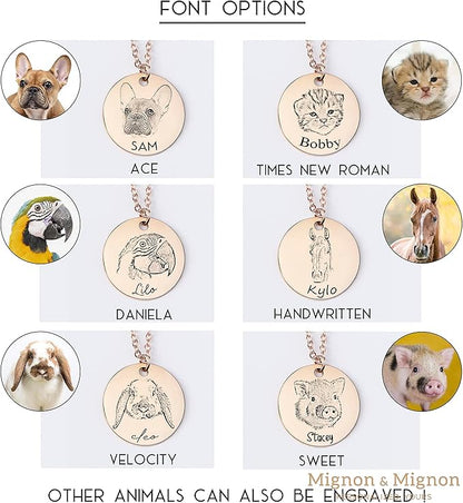 MignonandMignon Custom Pet Portrait Keychain Personalized Multiple Dog Cat Photo Engraved Memorial Christmas Gifts -LCKR-AP