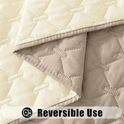 Smiry Waterproof Dog Bed Cover Blanket, Soft Reversible Pet Blanket, Washable Leakproof Cats Dogs Couch Cover for Sofa, Couch, Furniture (82x120 Inch, Taupe/Beige)