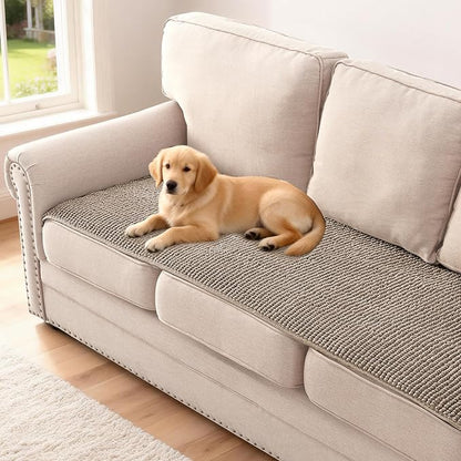 H.VERSAILTEX Plush Chenille Couch Cover for 3 Cushion Couch Anti Slip Washable Sofa Slipcovers Soft and Durable Furniture Protector for Dogs Cats Kids (27.5" x 71", Taupe)