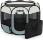 Dog Cat Playpen, Portable Puppy Pet Crate Indoor for Small Dogs Cats Rabbits, Foldable Dog Cage Enclosure for Outdoor, Pop Up Dogs Tent Kennel with Carrying Case, Grey