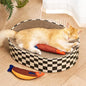 Cat Scratcher Bed,2 in 1 Oval Cat Scratching Board for Indoor,Scratch Pad Corrugated Cardboard Lounge Bowl Nest Couch Sofas for Kitty Play&Rest,Holiday Birthday Gift with Kittens Toy Fish