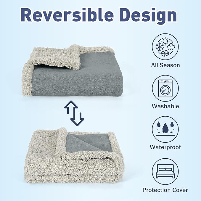 Kritter Planet Waterproof Bed Blanket for Couples, Washable Stain Proof Pad Bed Cover, Reversible Leakproof Protector, Liquid Pee Proof Blanket for Couch Sofa, 80x90 inch, King Size