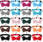 20 Pcs Cat Bowtie Collars with Bell, Solid Colors Kitten Bow Breakaway Cat Bowtie for Boys Girls, Adjustable Pet Collar with Safety Buckle Kitten Puppy Pet Accessories