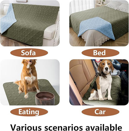 Waterproof Dog Blanket, 52x82 inches Pet Couch Covers for Sofa, Bed Furniture Protector from Dogs Washable and Reversible-Lightblue+Green