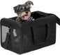 Dog Carrier Soft Sided, Large Cat Carrier with Inner Safety Leash, Pet Transport Carrier for Large Cats and Medium Dogs up to 20 Lbs, Collapsible Travel Puppy Carrier Bag -Black L