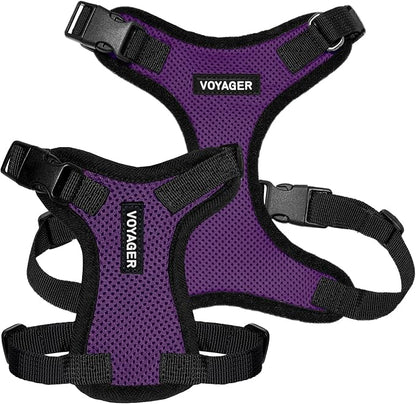 Voyager Step-in Pet Harness - All Weather Mesh, Adjustable Step in Harness for Cats and Dogs by Best Pet Supplies - Purple/Black Trim, XS