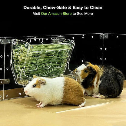 GuineaLoft™ 2-in-1 Hay & Food Feeder for Guinea Pigs, Rabbits & Small Pets – No-Waste Hay Rack with Dual-Compartment Bowl, Easy Cage Mount, Space-Saving Design