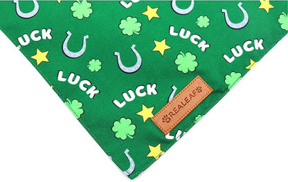 Realeaf St. Patrick's Day Dog Bandanas 2 Pack, Reversible Green Dog Scarf for Boy and Girl, Premium Durable Fabric, Holiday Bandana for Large and Extra Large Dogs Pets (X-Large)