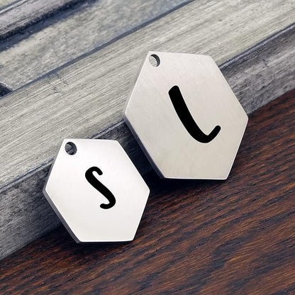 Ultra Joys Custom Personalized Hexagon Dog ID Tag - Brushed Stainless Steel Silver, Small