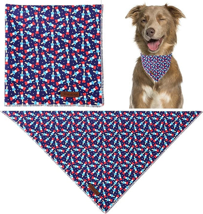 4th of July Dog Bandana, Patriotic Bandana for Small Medium Dog, Cute Patriotic Puppy Bandana, Cotton American Flag Pet Triangle Bid Scarf Kerchief for Girl Boy Dogs or Cats