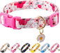 Cotton Dog Collar Light Pink Flower Pattern for Boys and Girls Cute Dog Collars Summer Fall Gift Adjustable for Small to Medium Breed Dogs (S)