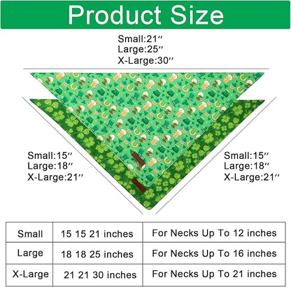 ARING PET St Patrick's Dog Bandana 2 Pack-Green Clovers Dog Bandanas, Reversible Shamrock&Beer Dogs Triangle Bibs Trefoil Pet Scarf for Dogs and Cats