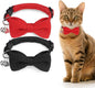 Cat Collar Breakaway with Bells, Soft Cotton Red Cat Bowtie Collar for Girl Cats, Small Cats Collar with Bow for Spring Summer, 2 Pack Cute Kitten Collars with Removable Bowtie 8-12Inch