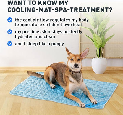 INSPECTOR TAIL Self Cooling Mat for Dog + Free String Bag/Washable & Portable Pet Soft Pad for Indoor or Outdoor/Perfect as Blanket for Kennel Sofa Bed Floor Car/Blue