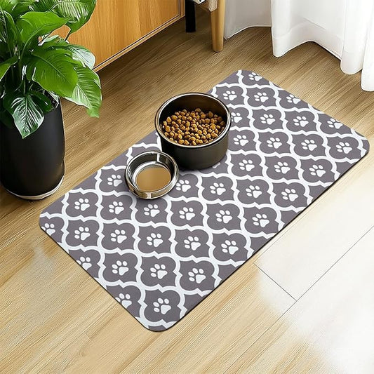 Dog Food Mat 24X32 Inch Pet Feeding Absorbent Mats for Floor Cat Water Bowl Placemats Non-Slip Washable Dog Mat for Food and Water