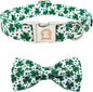 MR. CHUBBYFACE St.Patrick's Day Dog Collar Green Clovers Adjustable Dog Collar Bow Tie for Small Medium Large Dogs