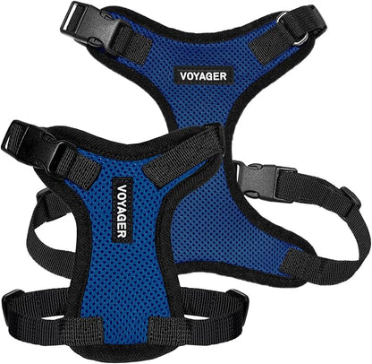 Voyager Step-in Pet Harness - All Weather Mesh, Adjustable Step in Harness for Cats and Dogs by Best Pet Supplies - Royal Blue/Black Trim, S