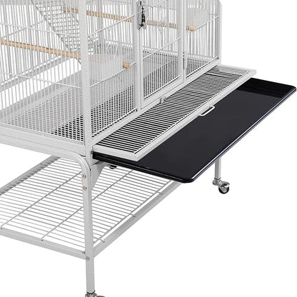 Yaheetech 69-Inch Extra Large Wrought Animal Cage Metal 3 Levels Small Animal Cage w/Cross Shelves and Ladders for Ferret Chinchilla Sugar Glider Squirrel, White