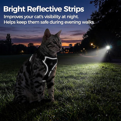 Cat Harness and Leash Set Escape Proof Tactical Small Kitten Harness Emotional Support Cat Vest, Black, S