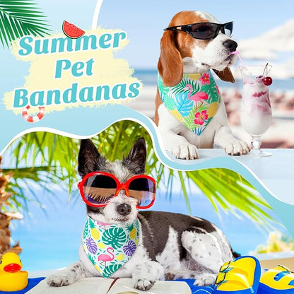Weewooday 50 Pcs Hawaiian Dog Bandanas Bulk for Dogs Soft Bibs Adjustable Triangle pet Bandana for Small Medium Large Costume(Hawaii Pattern, 19.7 x 13.8 x 13.8 Inch)