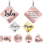 Ultra Joys Dog ID Tag, Custom Dog Tag Personalized Cat Tag, Pet ID Tag, Brushed Stainless Steel Diamond Dog Tag Rose Gold Large