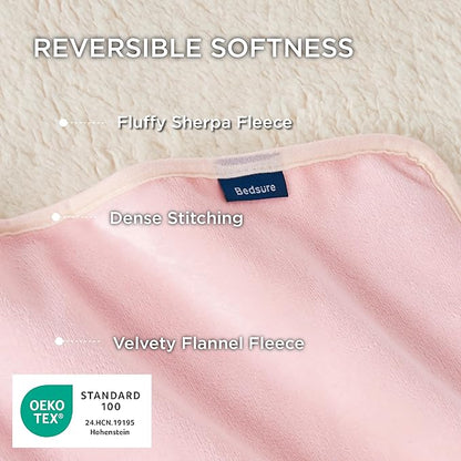Bedsure Waterproof Blanket for Bed - Sherpa Fleece Waterproof Dog Blankets for Large Dogs, Pet Blankets for Bed/Couch/Dog Crate, Soft Plush Reversible Furniture Protector, King Size, 108"x86", Pink