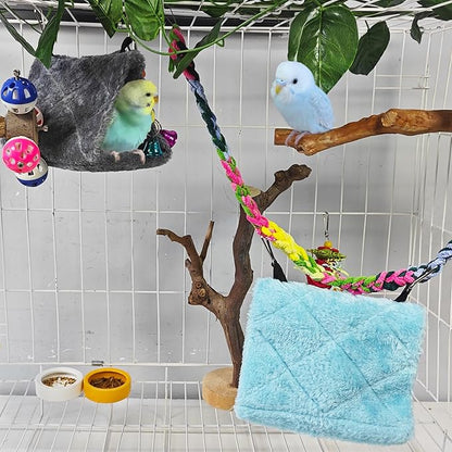 Tfwadmx 2Pcs Bird Tent Plush Hammock Hanging Warm Hut Nest for Cage 6.3''X5.1''X4.7'' Parrot Snuggle Sleeping Bed Hideaway Cave for Eclectus Parakeet Cockatiels Cockatoo Conure Lovebird