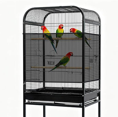 Fengek 2 Pcs Adjustable Bird Cage Cover & Seed Catcher Net - Stretchy Bird Cage Accessories for Night Cover & Seed Guard (Black)