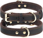 Joytale Genuine Leather Dog Collar for Large Dogs, Heavy Duty Thick Solid Leather for Power Breeds, Sturdy Adjustable Pet Collar with Metal Pin Buckle, Durable for Daily Walking, Brown, L