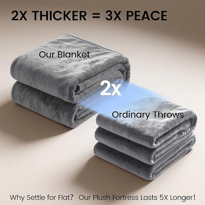 gogobunny Waterproof Bed Blanket, Reversible Sherpa Fleece Throw Blanket for Dog Puppy Cat, Furniture Cover Protects Bed Couch Sofa from Liquid Pee and Pet Fur (Grey, 90x108 inches)