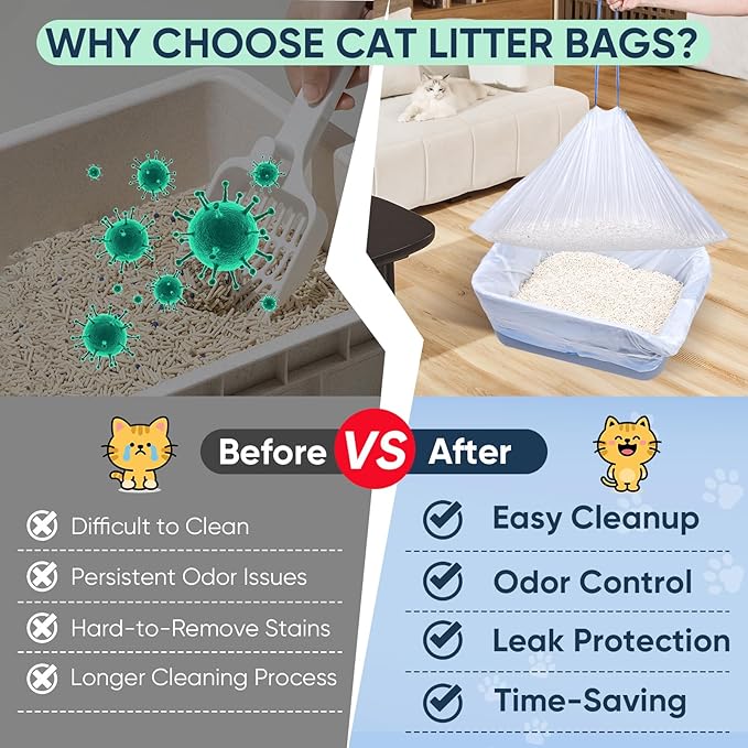 160 Count Cat Litter Box Liners Compatible with Neakasa & Pet Pivot Litter Box, Cat Litter Liners for Automatic Litter Box, 9-10 Gallon Thick Heavy Duty Waste Bags with Drawstrings, 27.17" x 12.99"