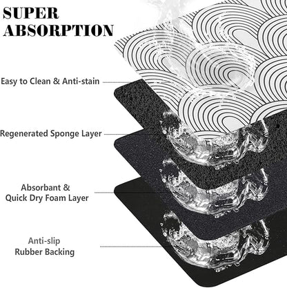 Dog Food Mats for Floors Absorbent, Pet Cat Food Mat - Quick Dry Dog Bowl Mats for Food and Water, Eco-Friendly Boho Pet Supplies 12" x 20"