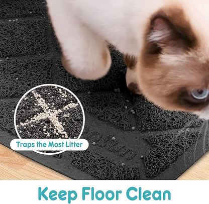 Cat Litter Mat Litter Trapping Mat, 35" x 23" Premium Durable PVC Grid Mesh with Scatter Control, Non-slip, Less Waste Cat Litter Box Mat, Soft on Kitty’s Paws, Urine Waterproof