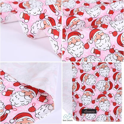 ARING PET Christmas Dog Bandanas, Pink Santa Claus Holiday Pet Bandana Scarf Triangle Bibs for Puppy Small Medium Large Boy Girl Dogs Cats-L
