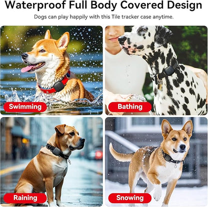 DDJ 2-Pack Dog Collar Holder for Tile Life360 Mate (2024) 2022 Tracker, Waterproof Silicone Anti Lost Tile Mate Tracker Case for Cat & pet Collars, Ultra Durable, Easy Installation, Lightweight, Black