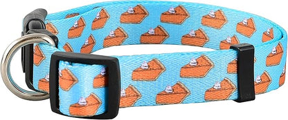 Native Pup Thanksgiving Dog Collar- Fall Collars for Dogs- Autumn Leaf, Turkey, Pumpkin Pie, Holiday Leaves- Girl Boy Puppy- Adjustable for Small, Medium, Large Breeds (Pumpkin Pie, Large)